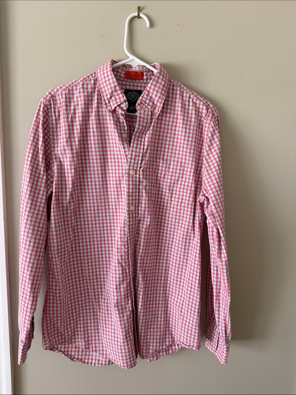 St. John's Bay rose/salmon colored Gingham Button-Down Shirt